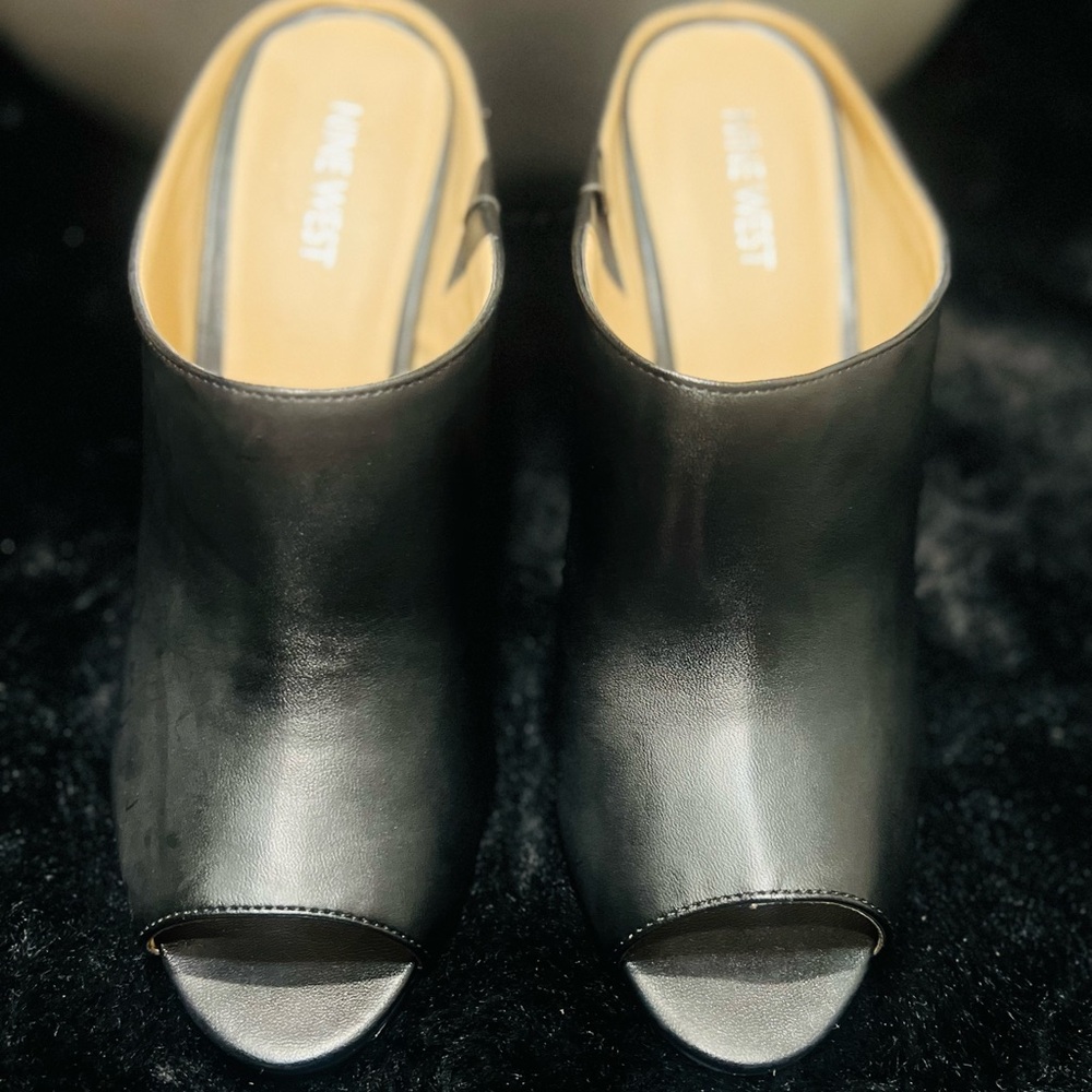 Nine West Black Stiletto Heel Mules